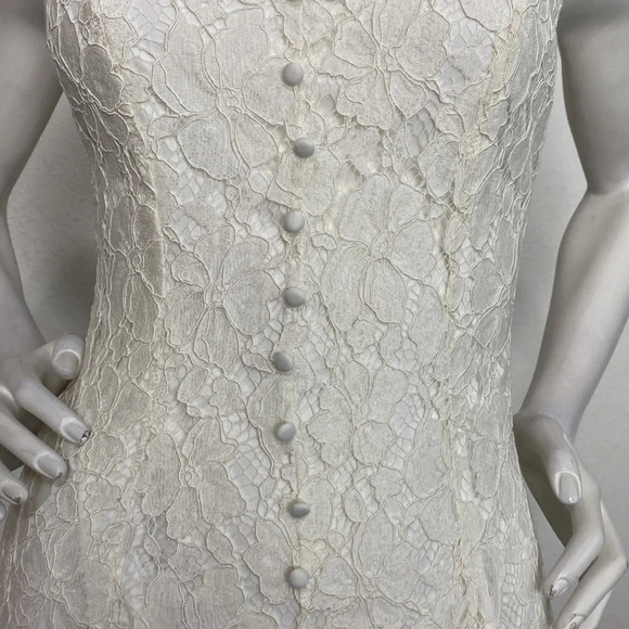 Lulus Floral V-Neck Open Back Easy Love White Lace Skater Mini Dress Size S - Picture 8 of 10